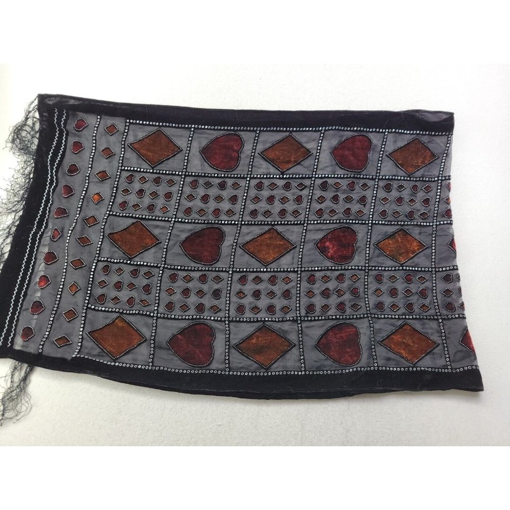 Women's Rectangular Neck Scarf Window Pane Velvet… - image 3